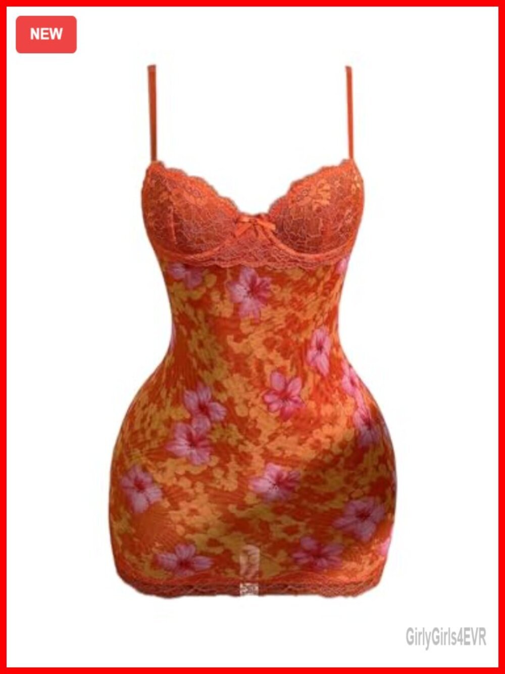 Women's Floral Lace Trim Mini Dress Sleeveless Bodycon Cami Spaghetti Strap